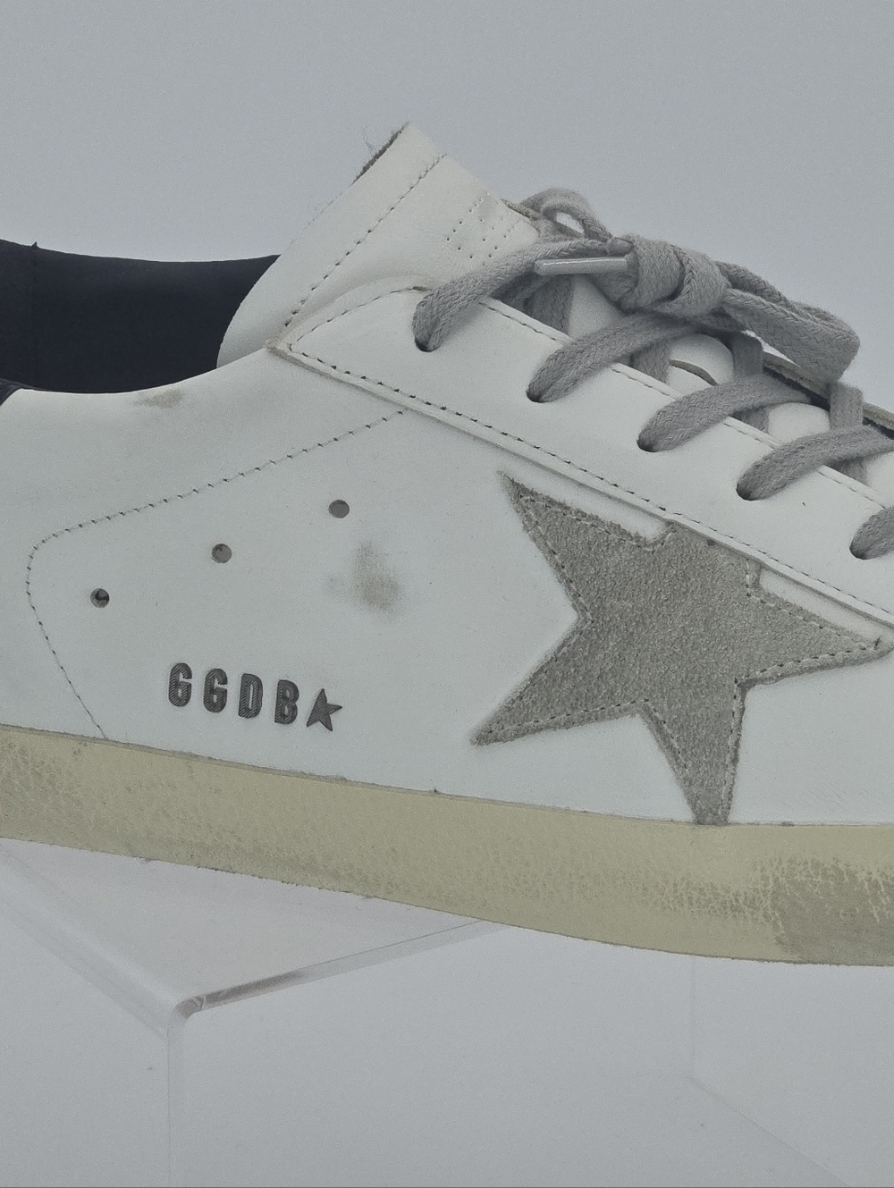 Golden Goose Super-Star White, Gray, Blk Low-Top Sneakers Men's Size EU 47 US 14 - Picture 9 of 16